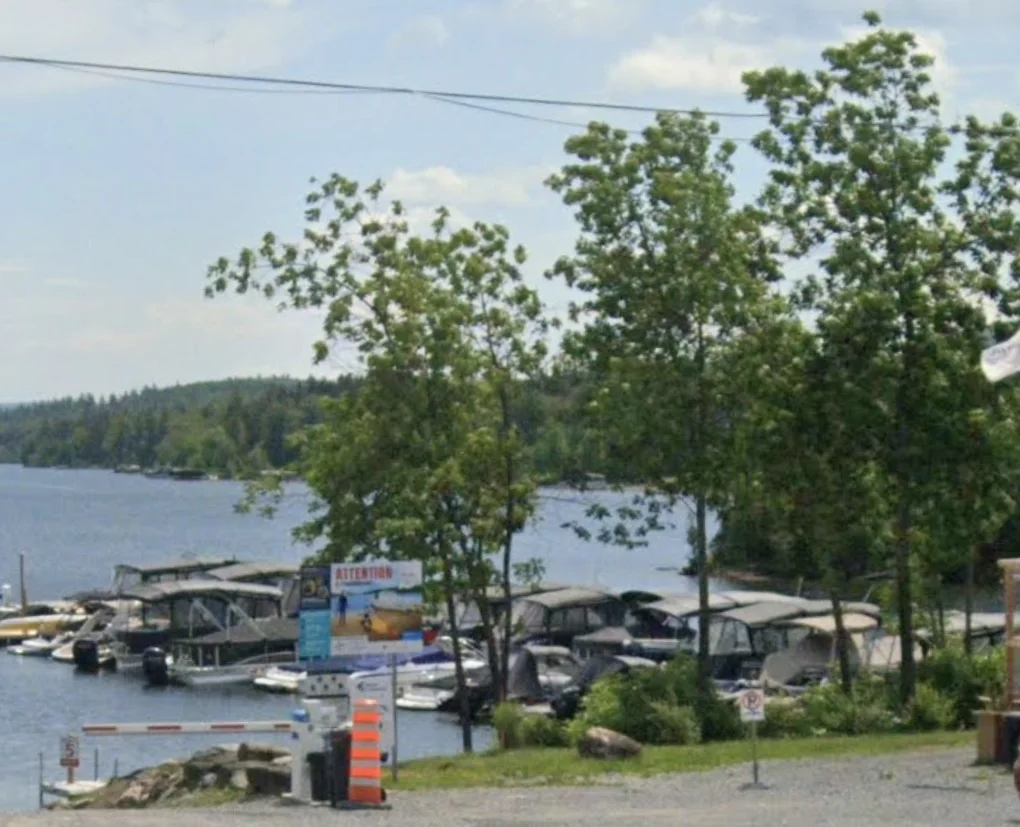 Marina with several docks and watercraft